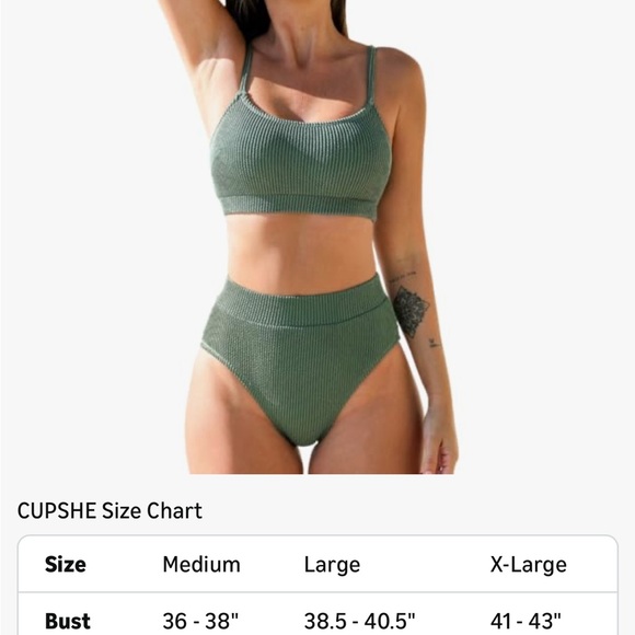 Cupshe Olive Ribbed Bikini Set - Picture 7 of 12